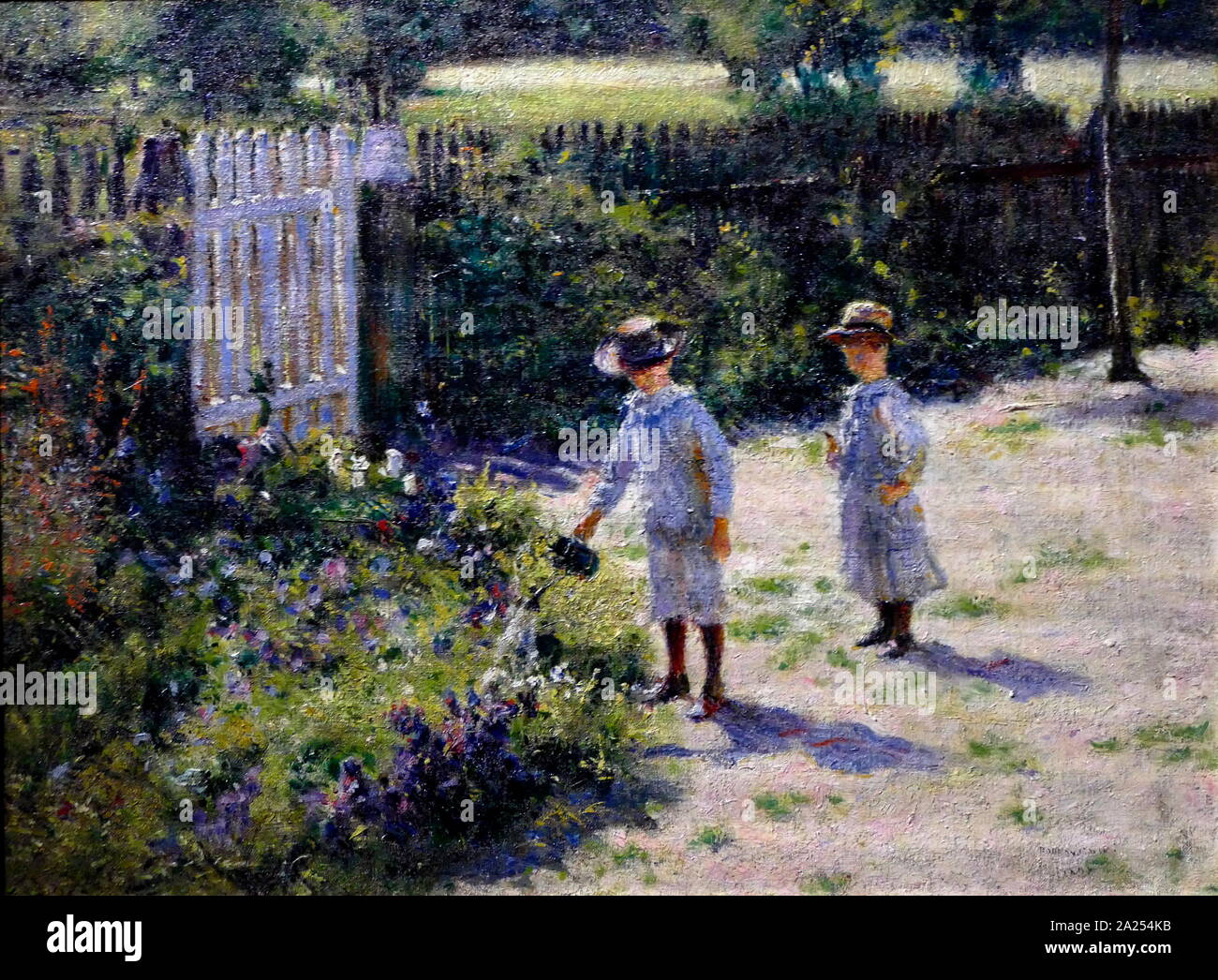 I bambini nel giardino di 1892, da Wladyslaw Podkowinski (1866-1895), pittore polacco Foto Stock