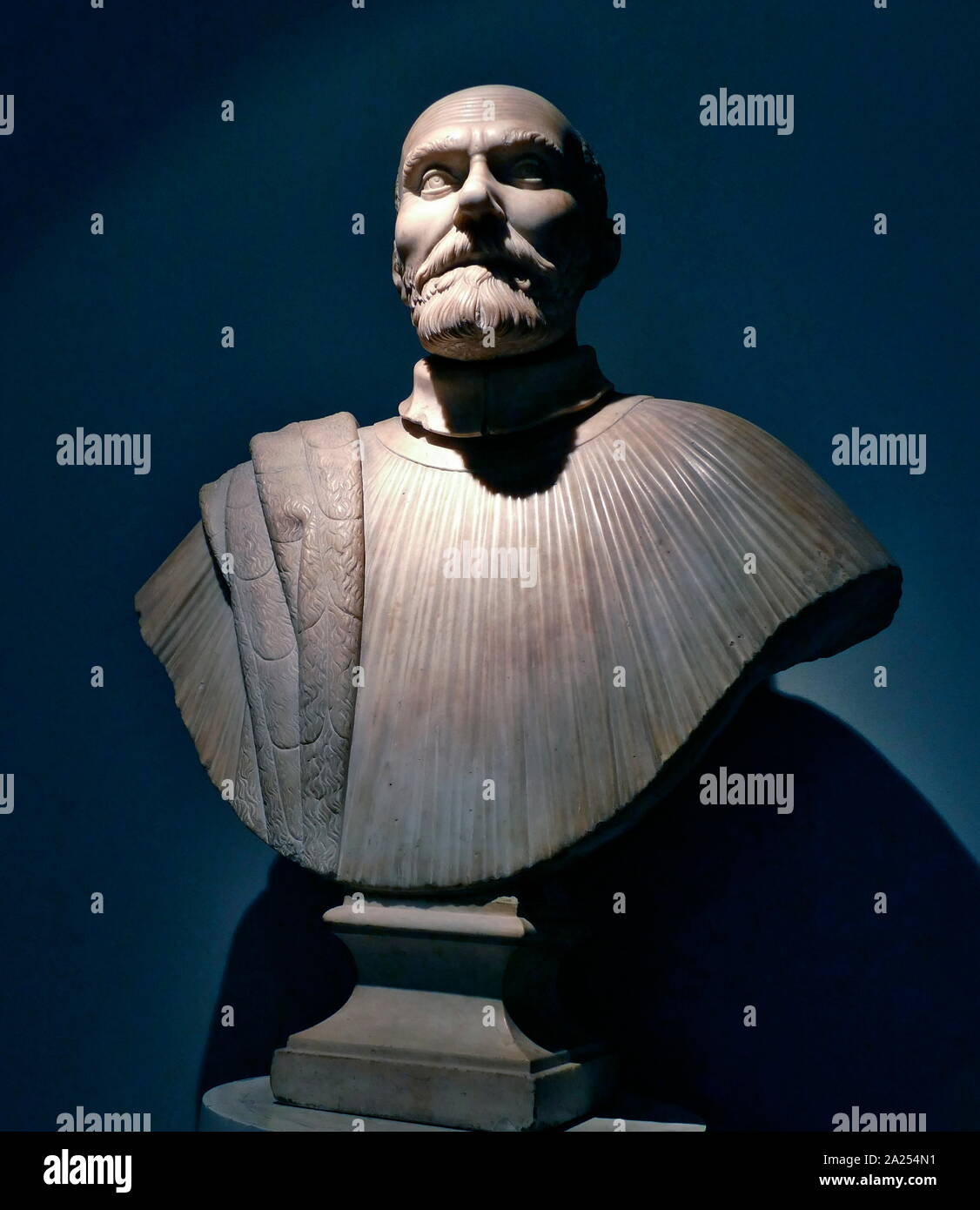 Busto di Dioniso Ruggieri Prospero Sogari (noto come II Clemente o Spani), Reggio Emilia, prima del 1584&#13;&#10;&#13;&#10;in marmo bianco Foto Stock