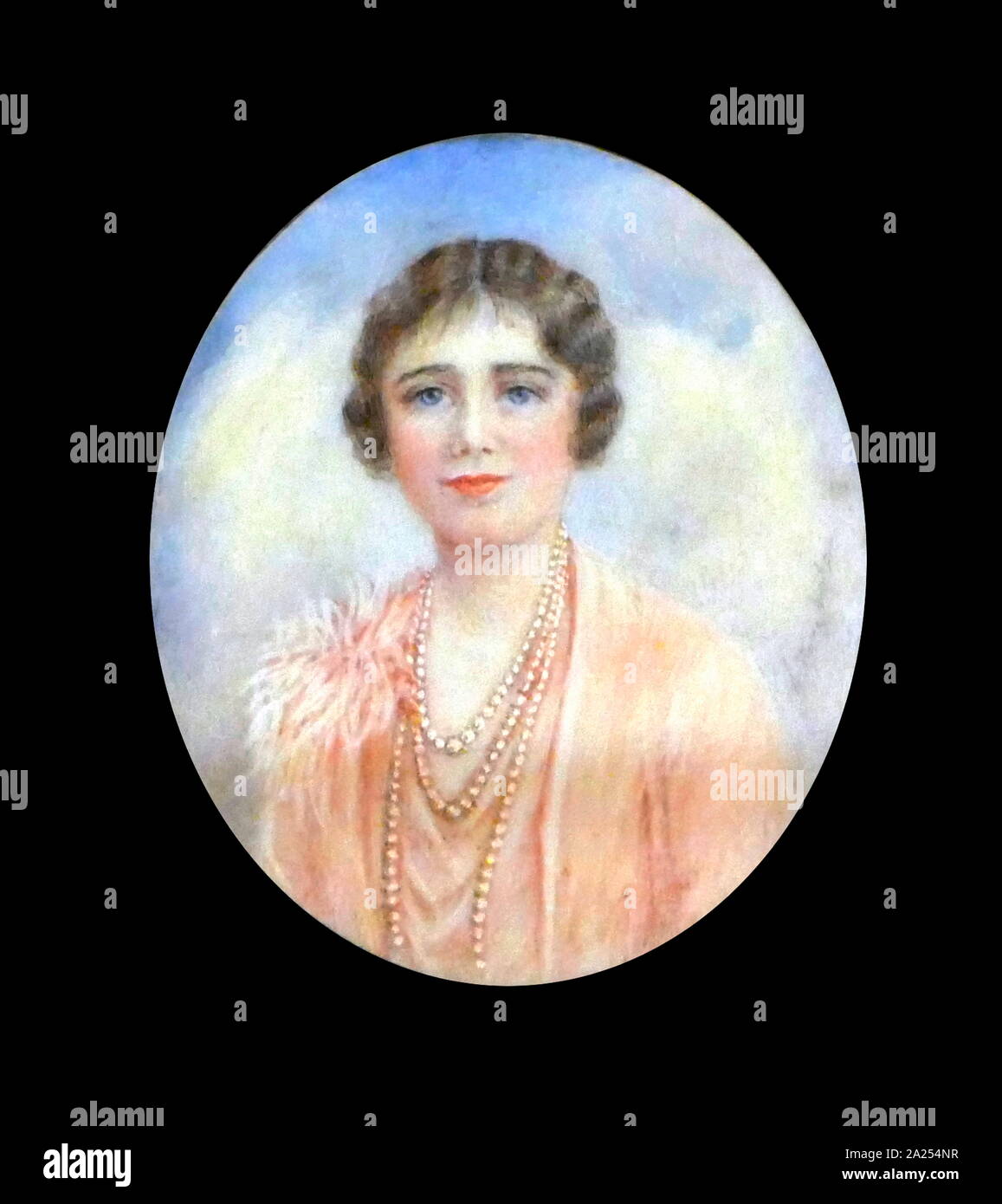 La pittura ad olio raffiguranti la regina Elisabetta, la Regina madre del 1937 circa da Minnie Walters Anson ( 1875 - 1959) Foto Stock