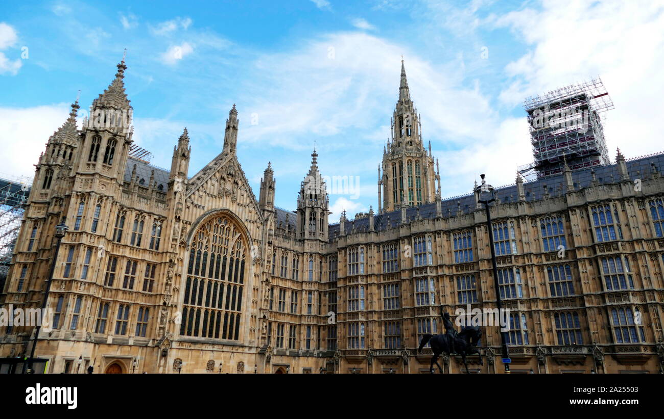 Parete Nord del Parlamento (House of Lords) a Westminster, Londra Foto Stock