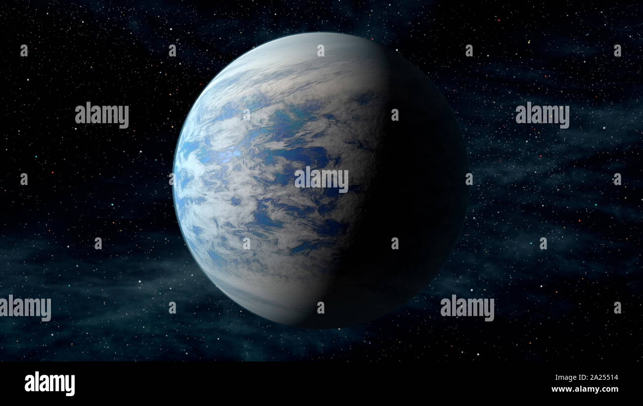 Artista impressione della eso-pianeta, Kepler-69c, alla conferma di una super-terra solare extra pianeta orbita intorno al sole-come star Kepler-69. Scoperti dalla NASA Kepler navicelle spaziali. Si trova a circa 2700 anni luce dalla Terra nella costellazione del Cigno. Scoperta iniziale del pianeta è stata annunciata il 7 gennaio 2013 Foto Stock