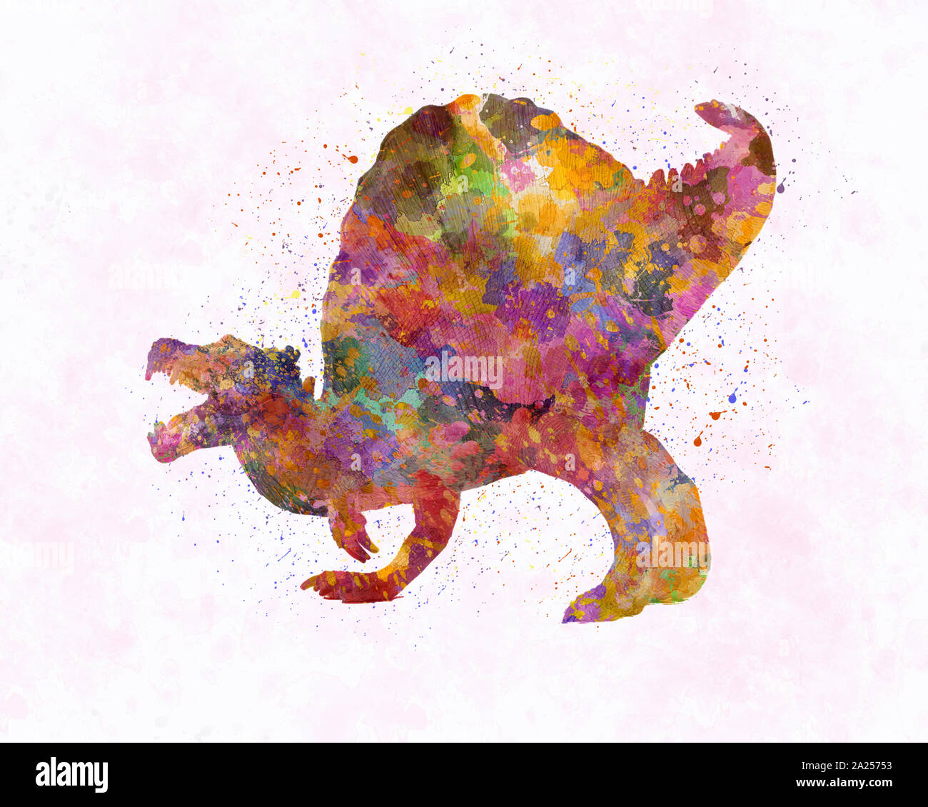 Spinosaurus dinosauro ad acquerello Foto Stock