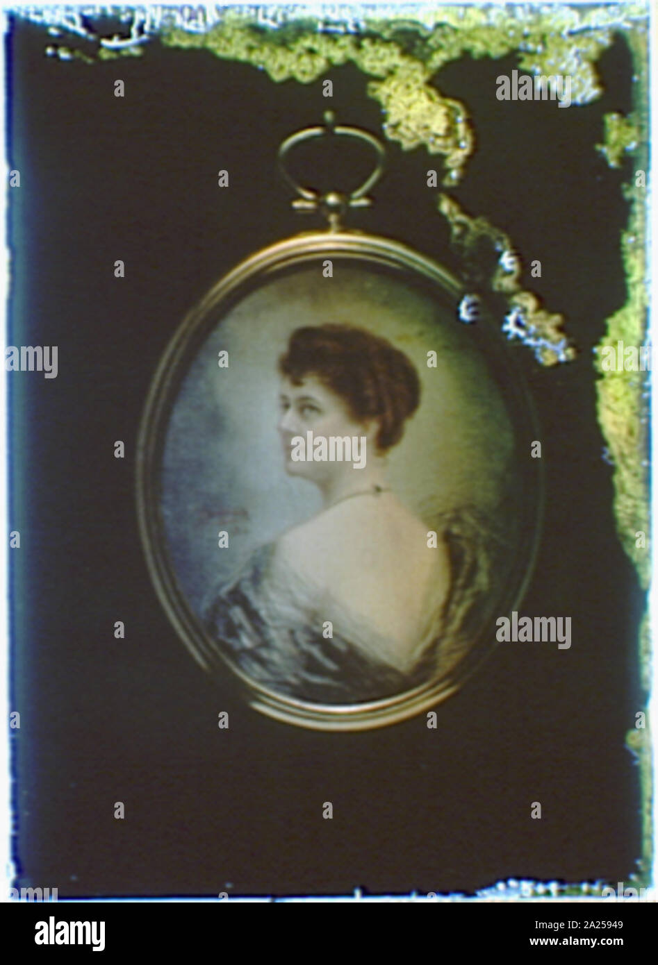 Fotografia di un dipinto in miniatura di una donna Foto Stock