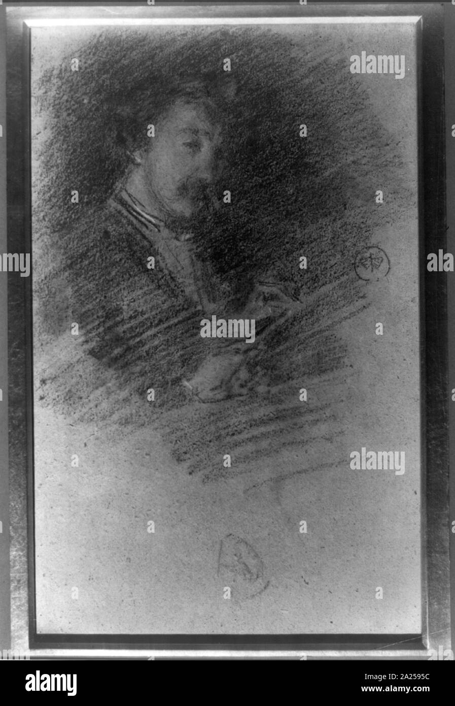 Fotografia di un disegno di gesso Self-portrait da James McNeill Whistler Foto Stock