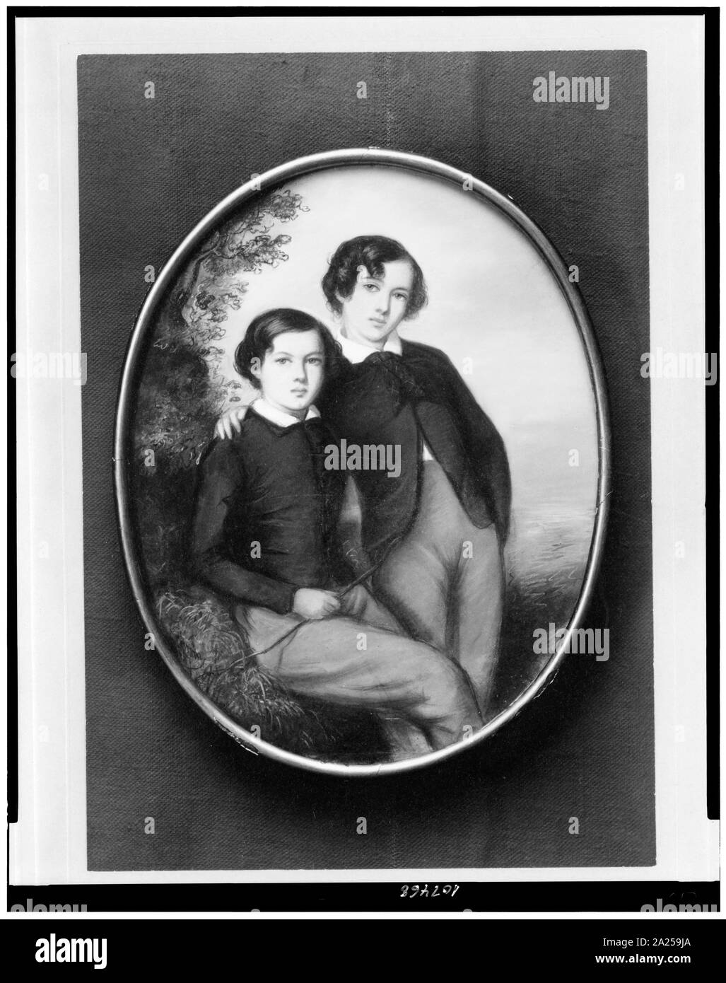 Fotografia della miniatura Di artista sconosciuto che mostra i due fratelli James McNeill Whistler, 15 anni, e William Whistler, 13 anni Foto Stock