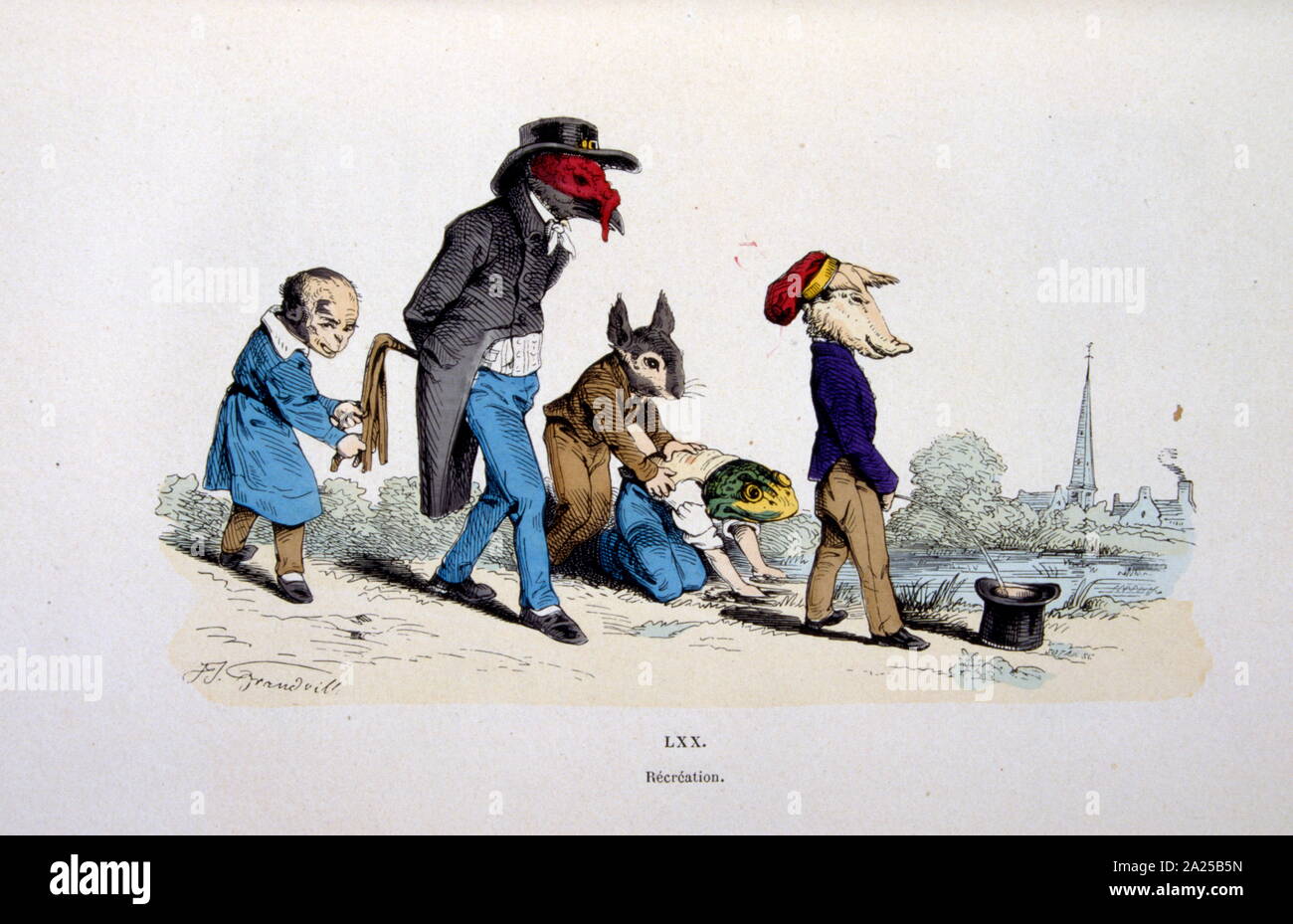 Jean-Ignace-Isidore Gerard Grandville, 'Les metamorfosi du jour' 1829.illustrazione da una famosa serie di caricature politici Foto Stock