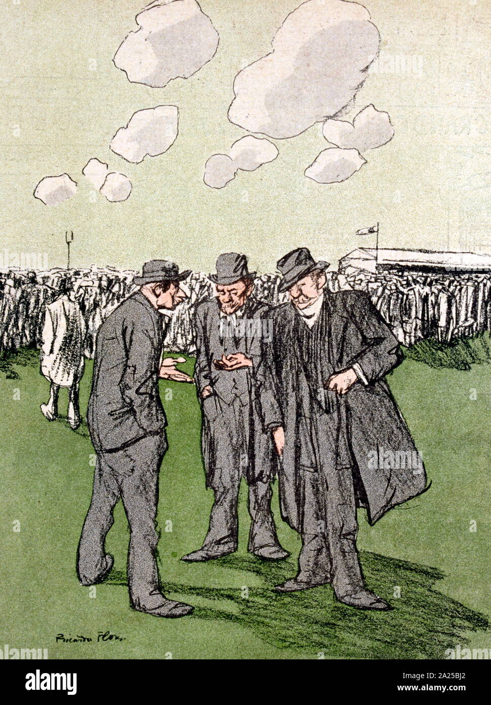 Satirico francese illustrazione raffigurante il gioco d'azzardo a gare in Francia. 1907 Foto Stock