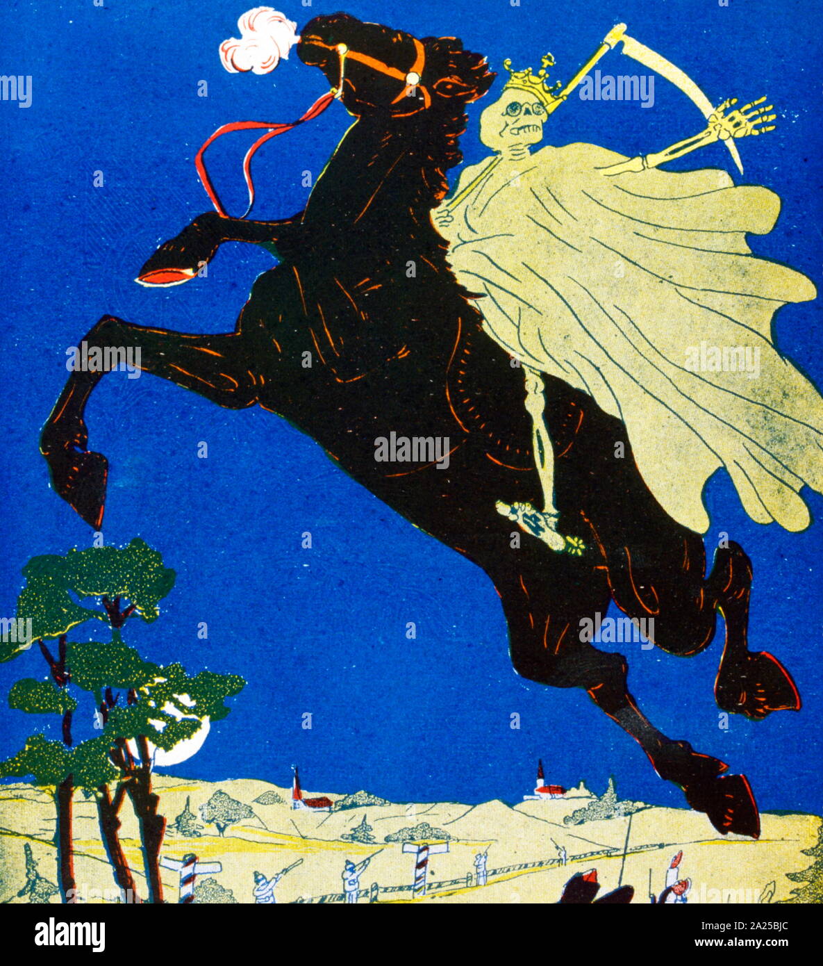 Satirico francese illustrazione, raffigurante la minaccia del colera in Russia 1907 Foto Stock