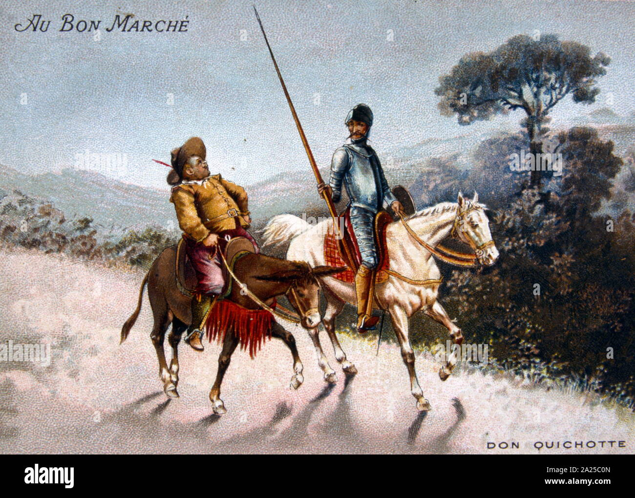 Illustrazione (circa 1900), per la storia di Don Chisciotte, un romanzo spagnolo di Miguel de Cervantes. Pubblicato in due parti nel 1605 e 1615 Foto Stock