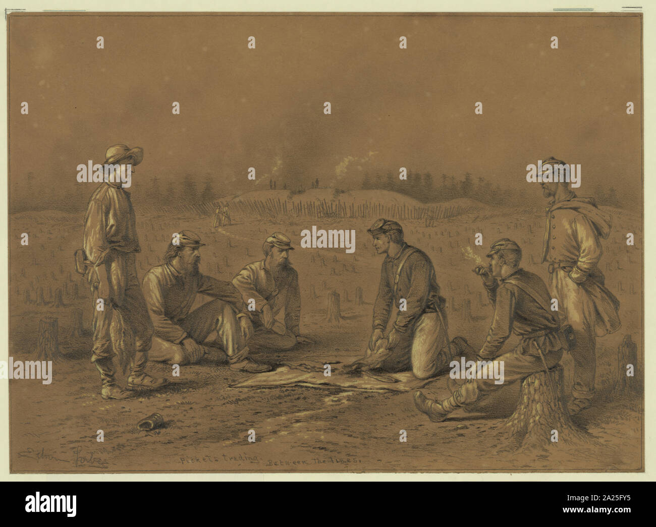 Picchetti negoziazione tra le linee Foto Stock