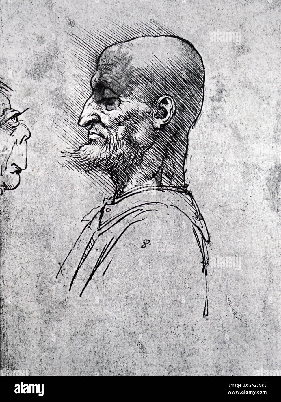 Una caricatura di Leonardo da Vinci. Leonardo di ser Piero da Vinci (1452-1519) un polymath italiana del Rinascimento. Foto Stock