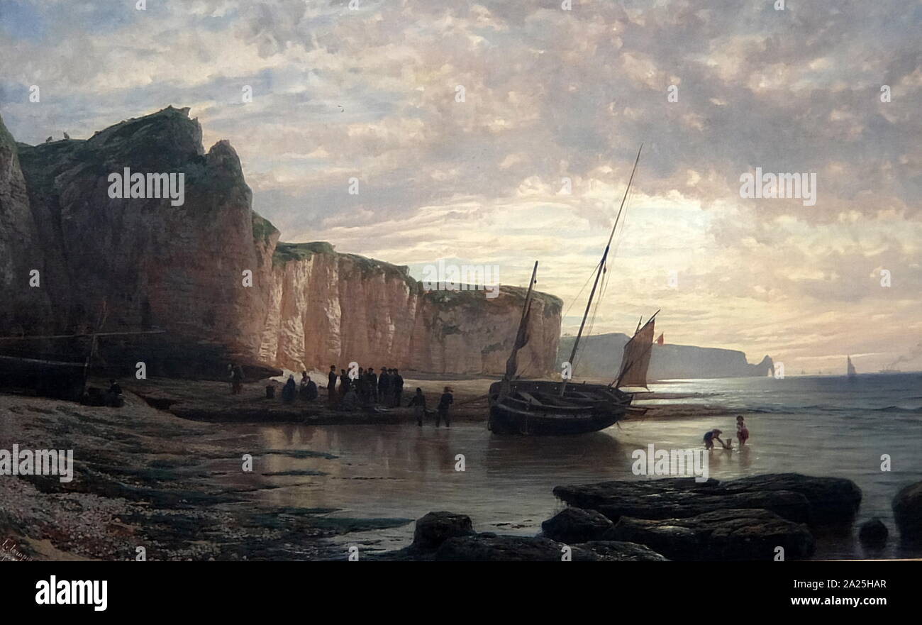 Pittura intitolato " La costa della Normandia' di Lev Lagorio. Lev Lagorio Feliksovich (1827-1905) un impero russo pittore e acquarellista. Foto Stock