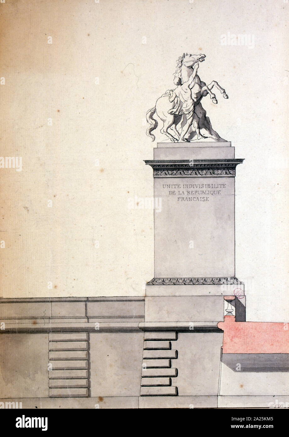 Design per la statuaria monumentale visualizzato qui è stato scolpito per il parco del Château de Marly. La maggior parte delle opere sono state commissionate da Luigi XIV Alla fine del suo regno. Tuttavia, il cortile è dominato da Guillaume Coustou il celebrato cavalli di marly, completato nel 1745 da Luigi XV. Foto Stock