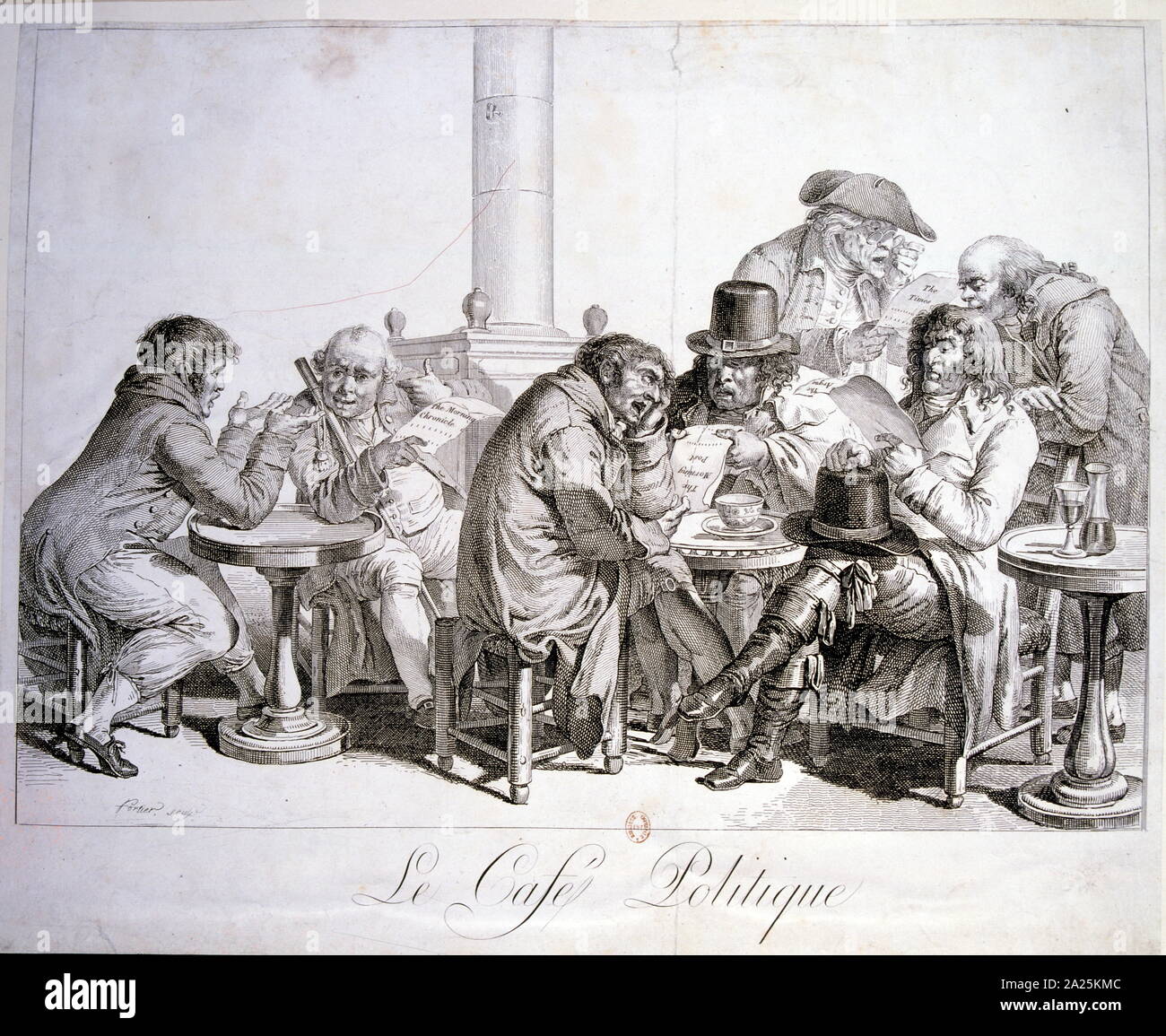 Club politico a un coffee house a Parigi durante la Rivoluzione Francese 1792 Foto Stock