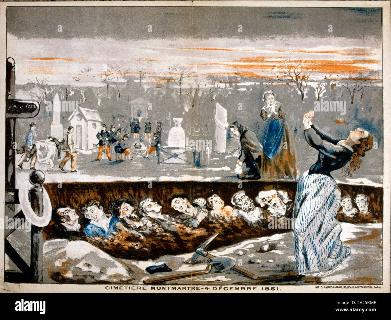 Allegoria che mostra le vittime del francese del colpo di Stato da parte di Napoleone III 1851. Louis-Napoléon Bonaparte era il Presidente della Francia dal 1848 al 1852 e, come Napoleone III e l'Imperatore dei Francesi da 1852 a 1870. Bloccate dalla Costituzione e Parlamento dalla corsa per un secondo mandato ha organizzato un colpo di stato nel 1851 e poi ha preso il trono come Napoleone III del 2 dicembre 1852 Foto Stock