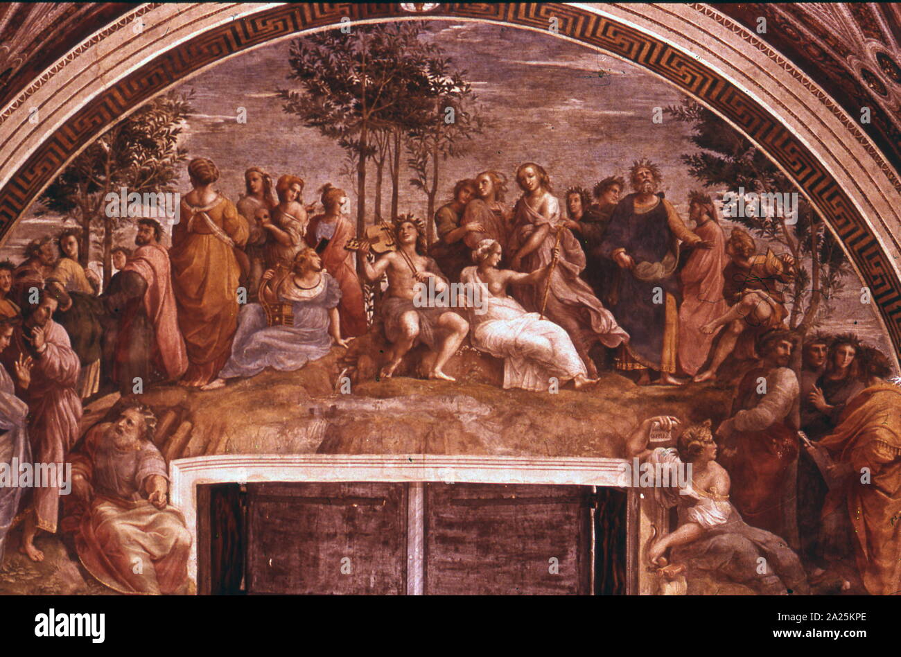 Il Parnaso, 1509-1511, un affresco dipinto di Raffaello Foto Stock
