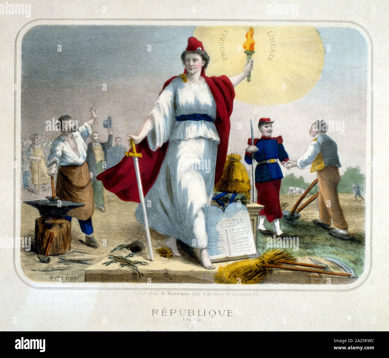 Allegoria per il 14 luglio 1880, Celebrazioni per il giorno della Bastiglia di Parigi Foto Stock