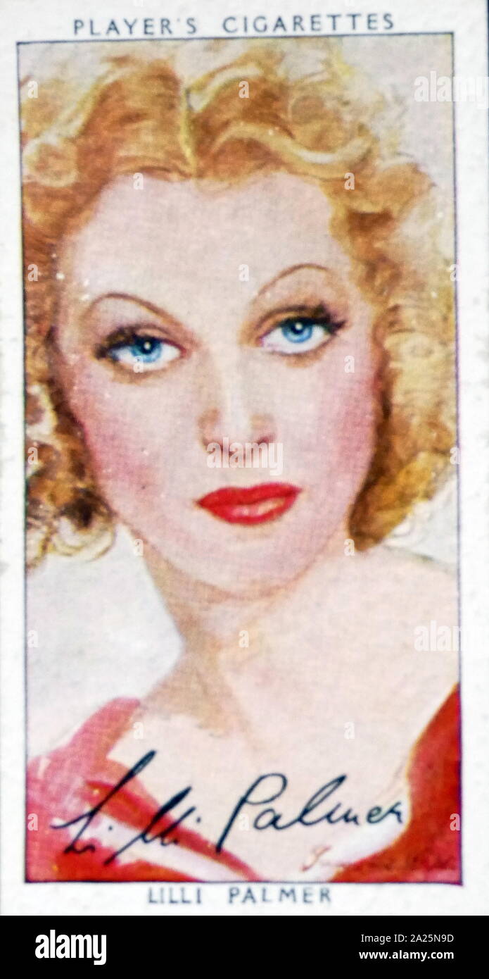 Giocatore di sigarette card raffiguranti Lilli Palmer. Lilli Palmer (1914-1986) un attrice tedesca e scrittore. Foto Stock