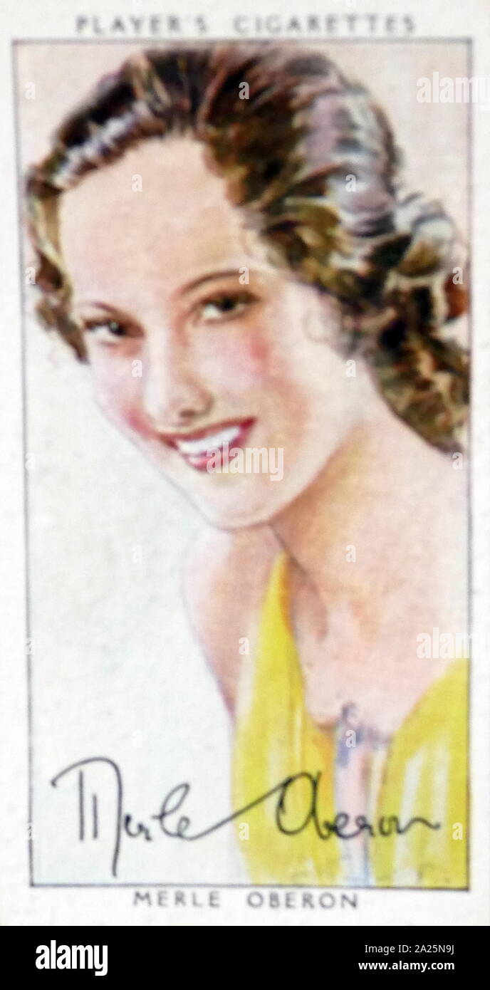 Giocatore di sigarette card raffiguranti Merle Oberon. Merle Oberon (1911-1979) un attrice eurasiatica Foto Stock