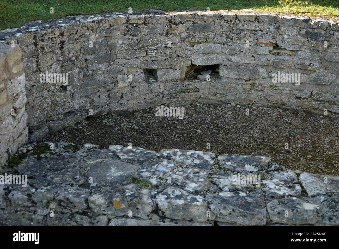 Rovine del North Leigh Villa Romana, un cortile romano di villa in Evenlode Valley, nel North Leigh parrocchia civile in Oxfordshire. Foto Stock