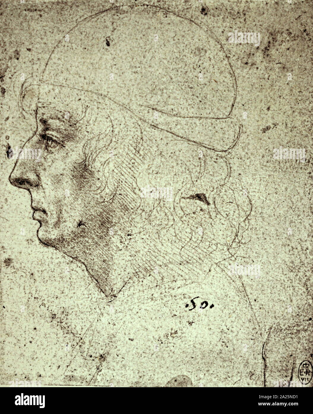 Studio di un uomo di Leonardo da Vinci. Leonardo di ser Piero da Vinci (1452-1519) un polymath italiana del Rinascimento. Foto Stock