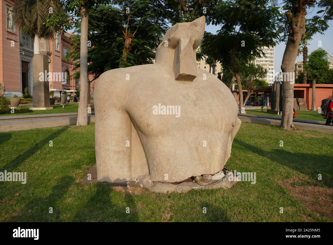 Due frammenti di una colossale statua di re psamtek i (664-610 a.C.), il primo re della dinastia XXVI Foto Stock