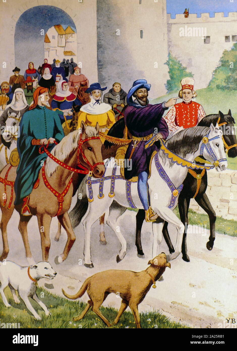 Illustrazione che mostra Geoffrey Chaucer (1343 - 1400) del poeta inglese e l'autore. Ampiamente considerato il più grande poeta inglese del Medioevo, egli è più noto per i Canterbury Tales. Foto Stock