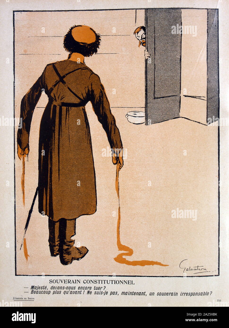 Satirico francese illustrazione 1905, critico dello zar Nicola II di Russia Foto Stock
