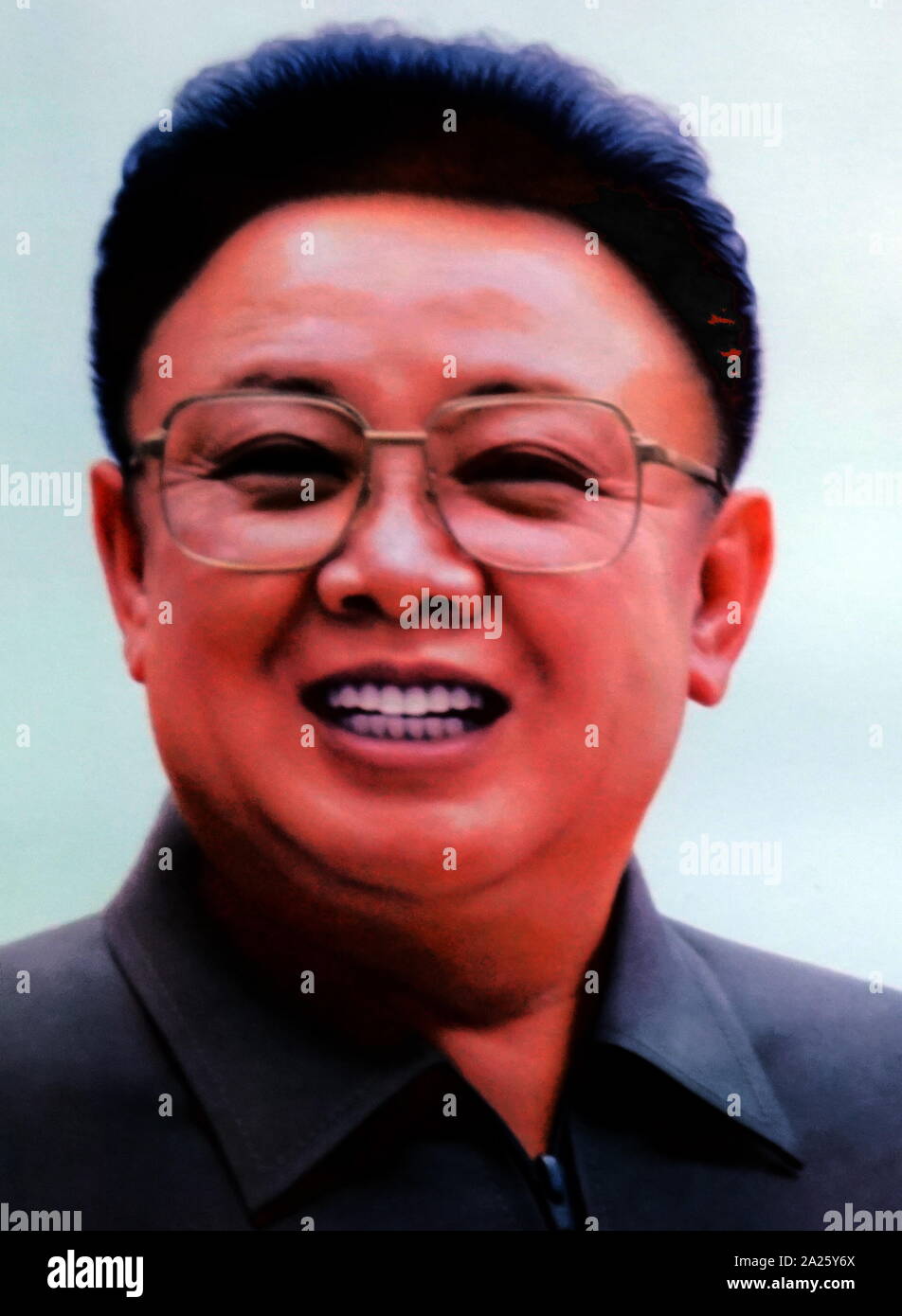 Fotografia di Kim Jong-il. Kim Jong II (1941-2011) era il secondo capo supremo della Corea del Nord. Foto Stock