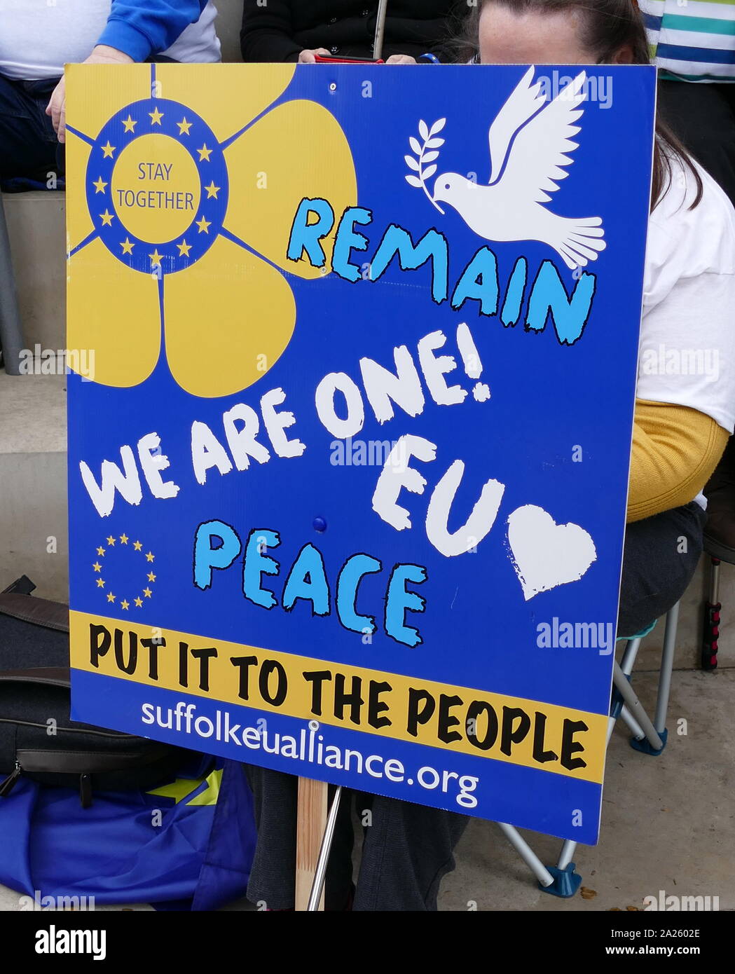 Segno svolto presso la "voto popolare' marzo in piazza del Parlamento, Londra. Il voto popolare marzo ha avuto luogo a Londra il 23 marzo 2019 come parte di una serie di dimostrazioni di protesta contro Brexit, chiamata per un nuovo referendum e chiedere al governo britannico di revocare l'articolo 50. Essa ha portato al capitale di centinaia di migliaia di manifestanti, o di più di un milione di persone secondo l'organizzazione Foto Stock