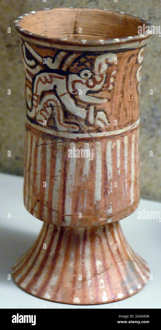 Aztec vaso in ceramica, Isla de sacrifici, ANNUNCIO 900-1521. Tra le offerte di rituale trovato su Isla de sacrifici, molte navi dispongono di esuberante zoomorfe disegni eseguiti in diversi stili regionali. Foto Stock