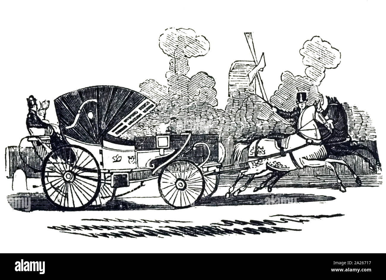 Una incisione raffigurante un Britzschka: la testa del carrello potrebbe essere tracciate sopra per escludere gli elementi del tutto. Datata del XIX secolo Foto Stock