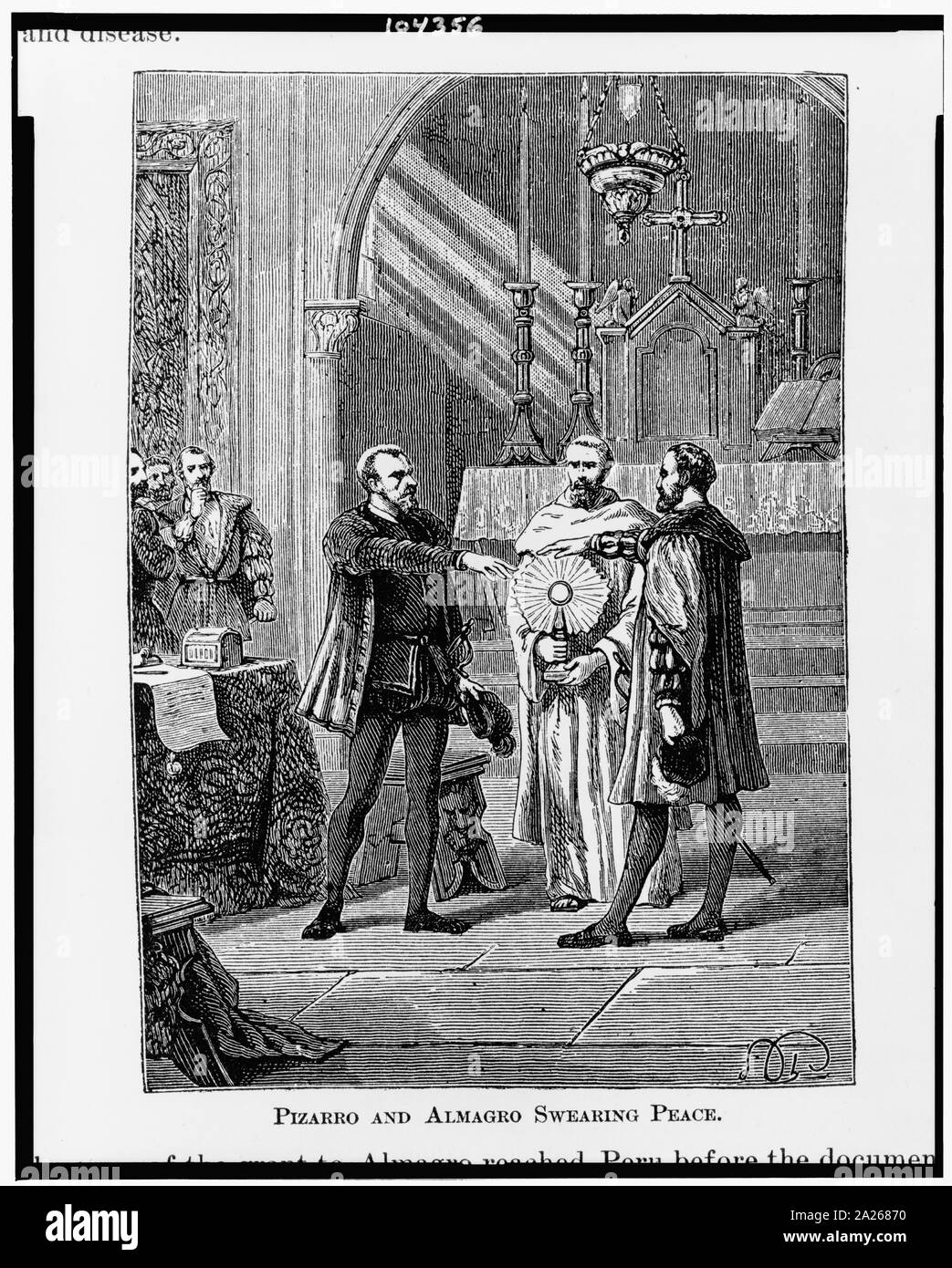 Pizarro e Almagro il giuramento della pace Foto Stock