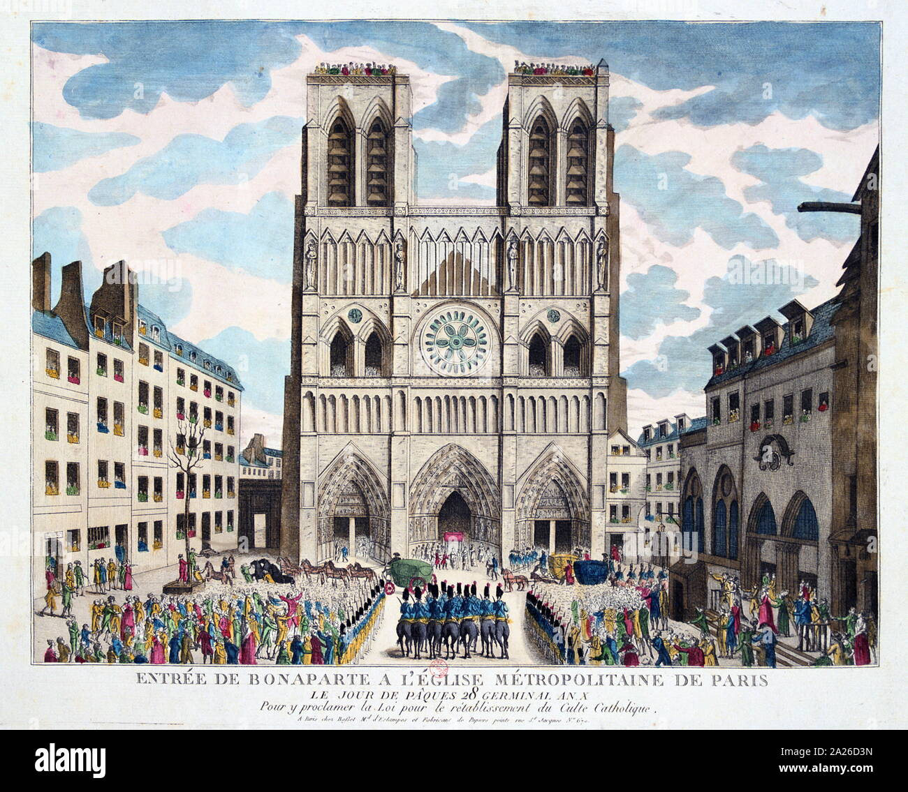 Ristabilimento della chiesa cattolica romana in Francia, aprile 1802. Il clero francese presentando Primo Console Bonaparte con il loro giuramento di fedeltà nella cattedrale di Notre Dame di Parigi, a Pasqua, Aprile 1802. Foto Stock