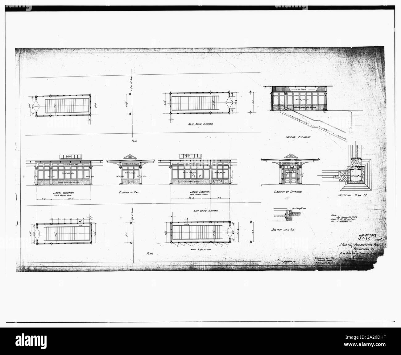 Un disegno dettagliato dei piani di Germantown giunzione (North Philadelphia) stazione questo è un immagine di un luogo o un edificio che è elencato nel Registro Nazionale dei Luoghi Storici negli Stati Uniti d'America. Il suo numero di riferimento è 92000940; Foto Stock