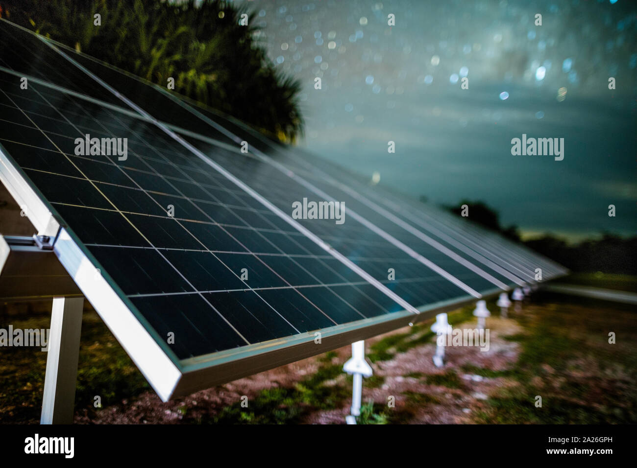 Pannelli solari a Lady Elliot Island, un eco-resort sulla barriera corallina che è off-grid Foto Stock