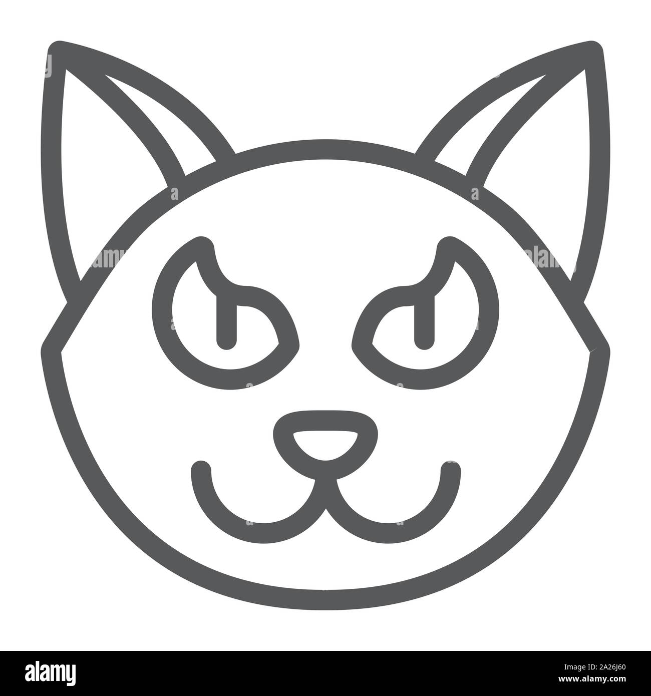 Halloween cat icona linea, animale e magia, segno di pet, grafica vettoriale un modello lineare su uno sfondo bianco. Illustrazione Vettoriale