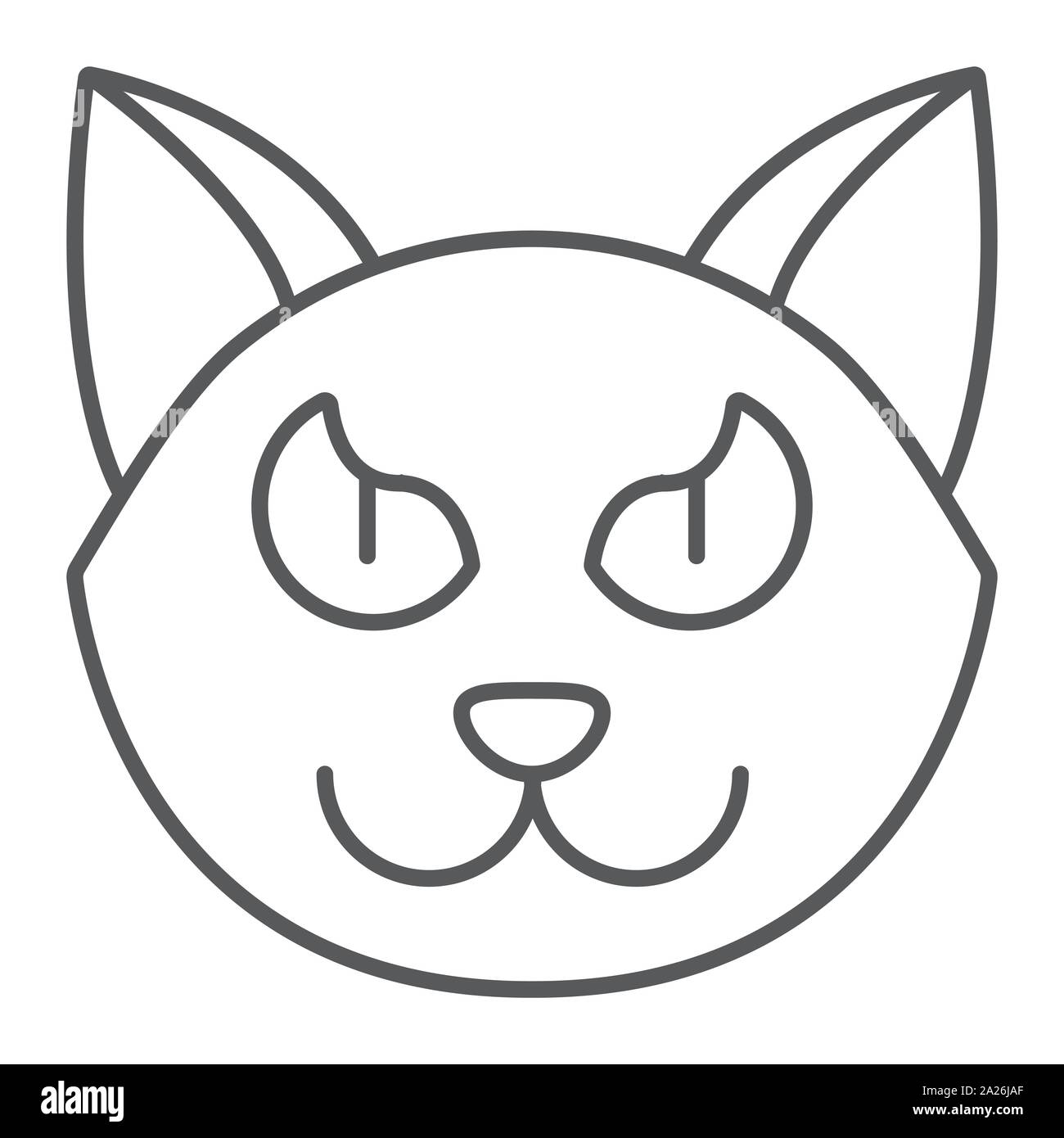 Halloween cat linea sottile icona, animale e magia, segno di pet, grafica vettoriale un modello lineare su uno sfondo bianco. Illustrazione Vettoriale