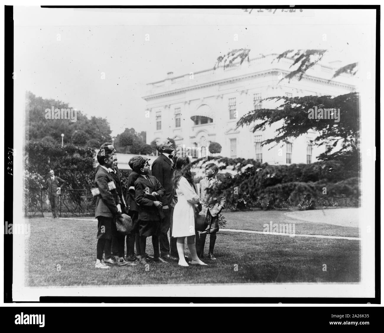 Sottolineando un Owls Nest nella Casa Bianca motivi di membri della natura studio classe di Giovanni Buroughs Scuola di sic che egli ha invitato alla Casa Bianca Foto Stock