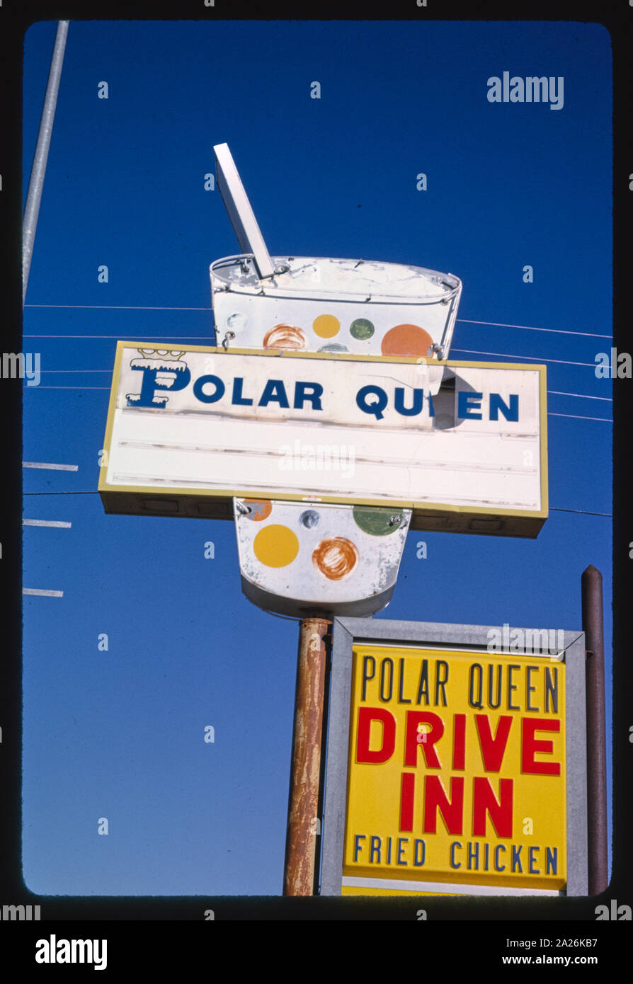 Regina polare Drive-In restaurant sign, Route 40, Duchesne, Utah Foto Stock