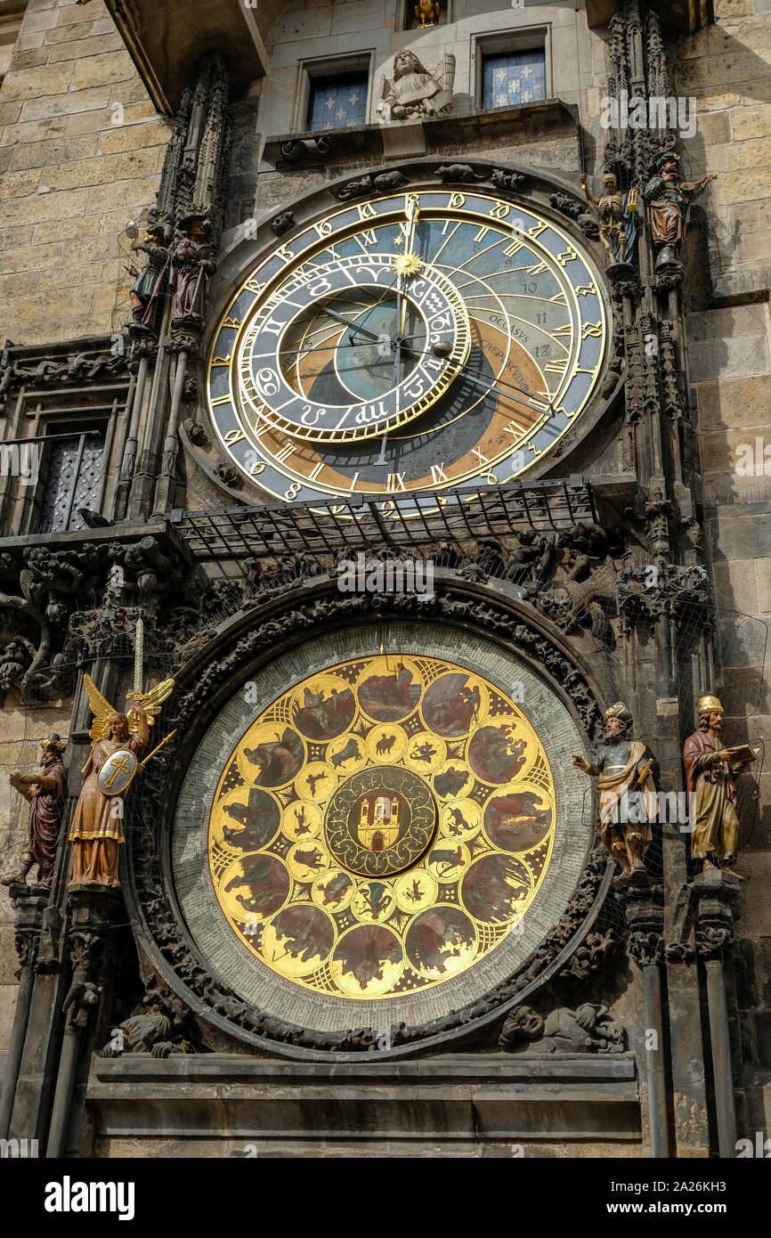 Astronomical antico orologio a praga,Repubblica ceca, meta di viaggio Foto Stock