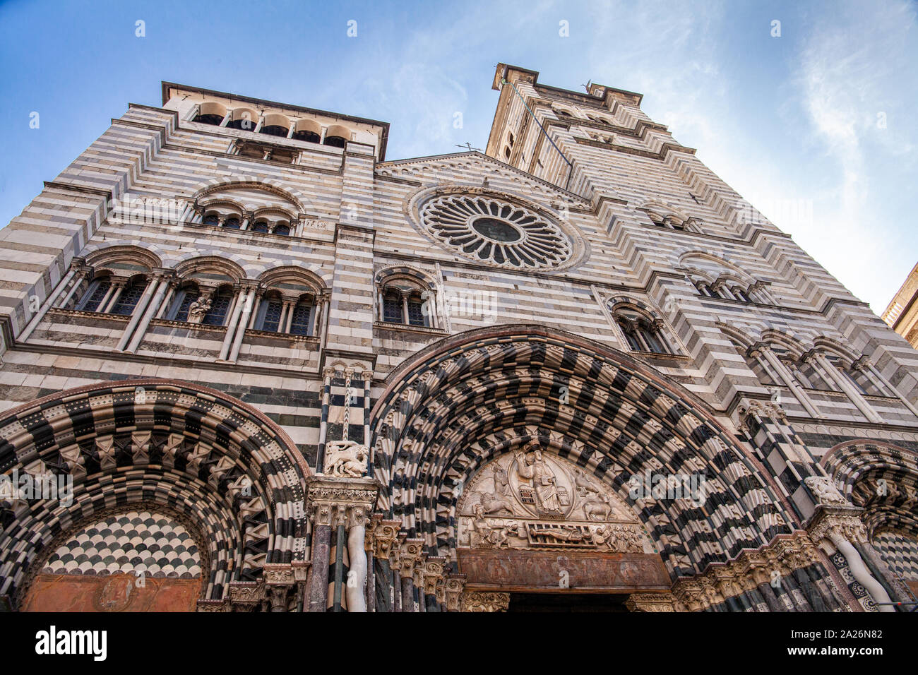 Veduta della cattedrale di San Lorenzo (San Lorenzo) di Genova Foto Stock