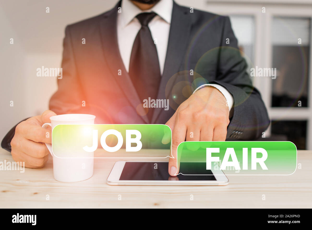 Parola di scrittura di testo Job Fair. Business photo per la presentazione di un evento in cui una dimostrazione può applicare per un lavoro in più società Foto Stock