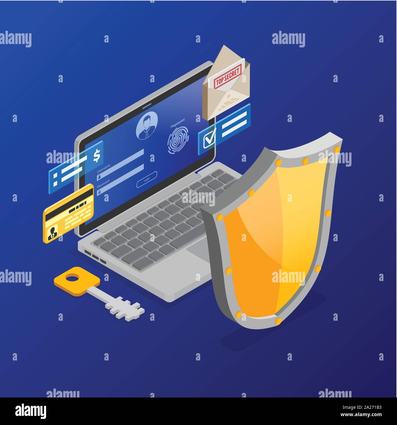 Computer Internet e sicurezza dei dati personali Illustrazione Vettoriale