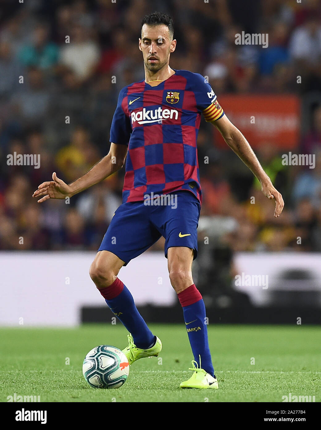 Barcellona, 14-09-2019. LaLiga 2019/ 2020, la data 4. FC Barcelona - Valencia CF. Sergio Busquets del FC Barcelona Foto Stock