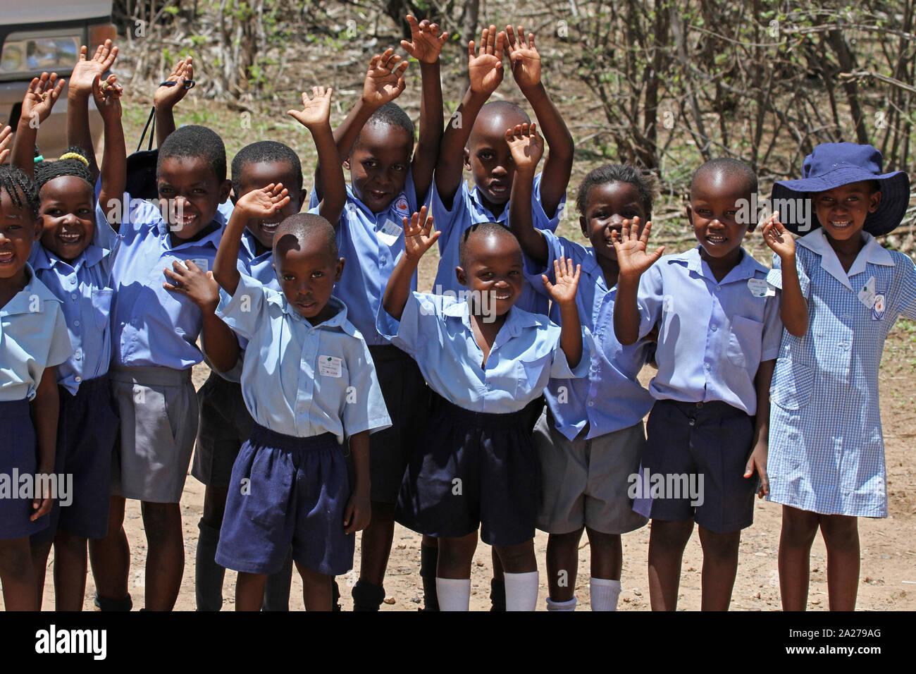 La scuola dei bambini in uniforme, Zimbabwe. Foto Stock