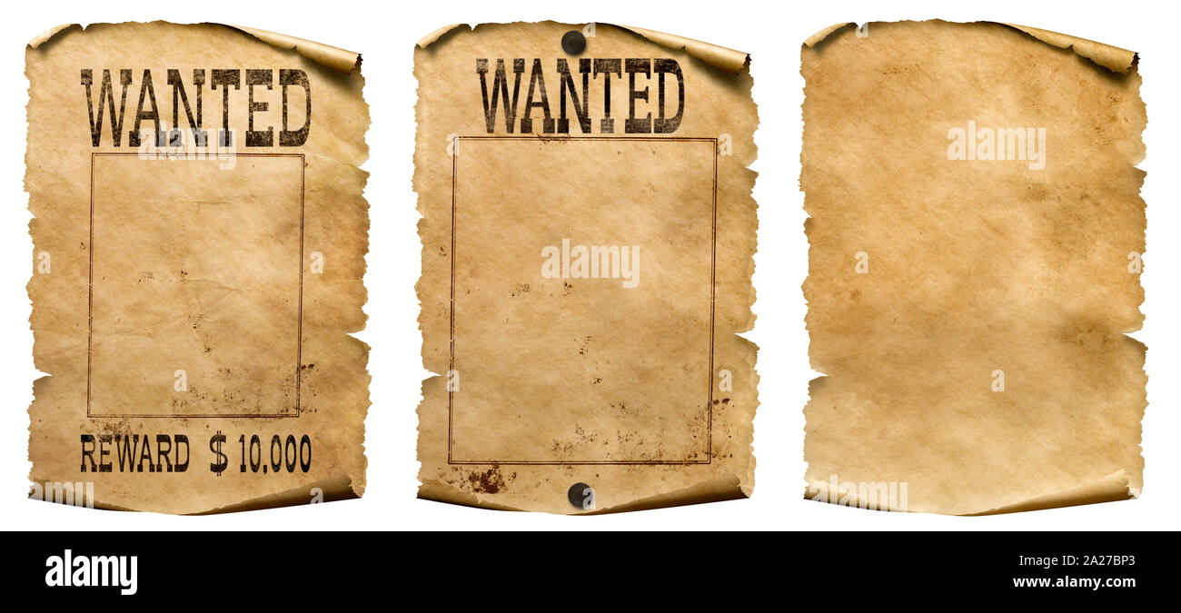 Wild West Wanted poster set isolato Foto Stock