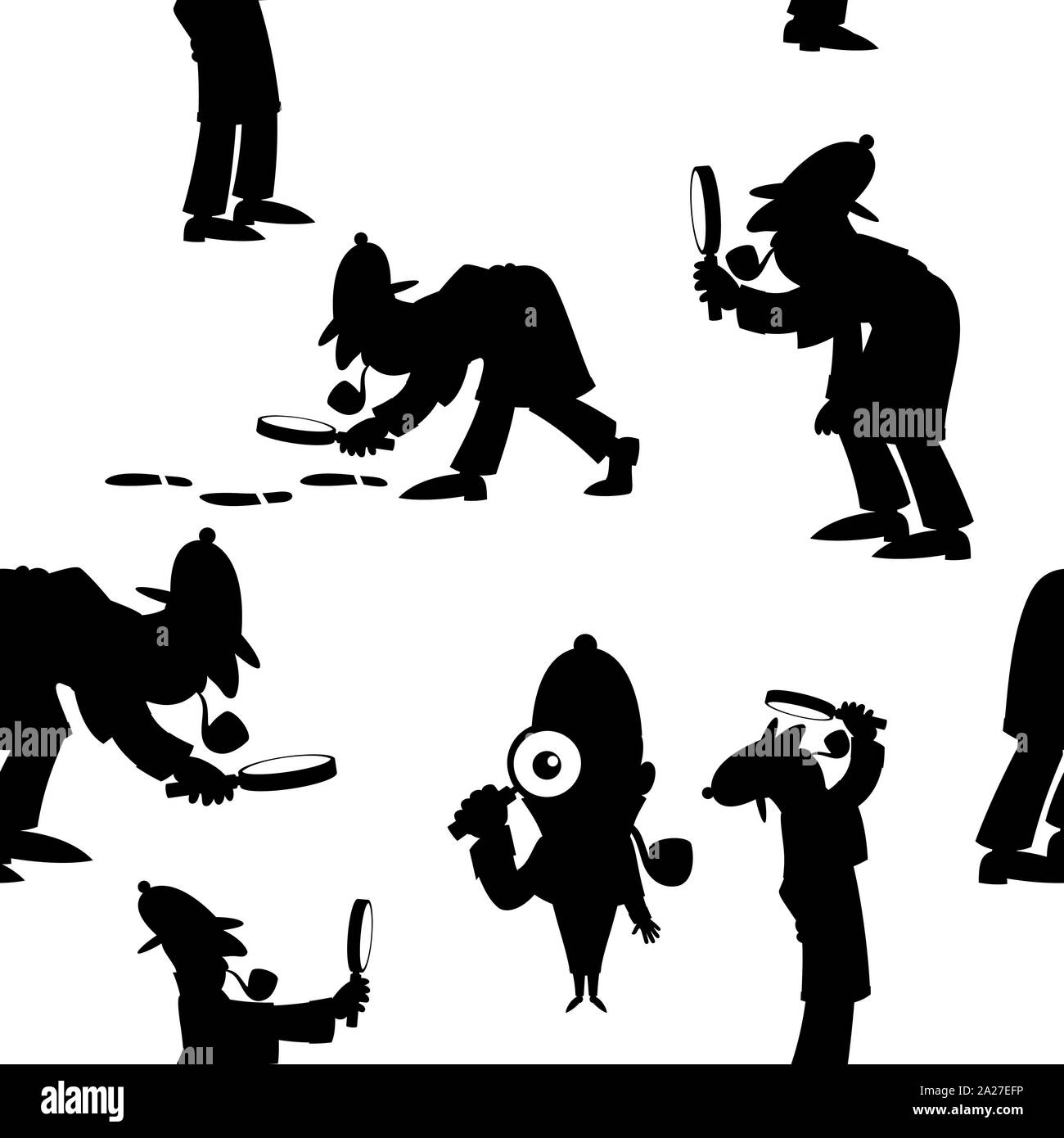 Silhouette di detective Pattern Illustrazione Vettoriale Silhouette di detective Pattern Illustrazione Vettoriale