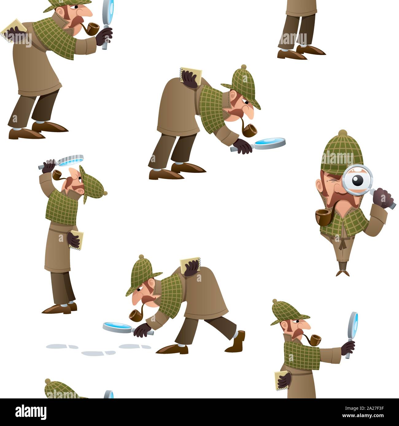 Detective Pattern senza giunture Illustrazione Vettoriale Detective Pattern senza giunture Illustrazione Vettoriale