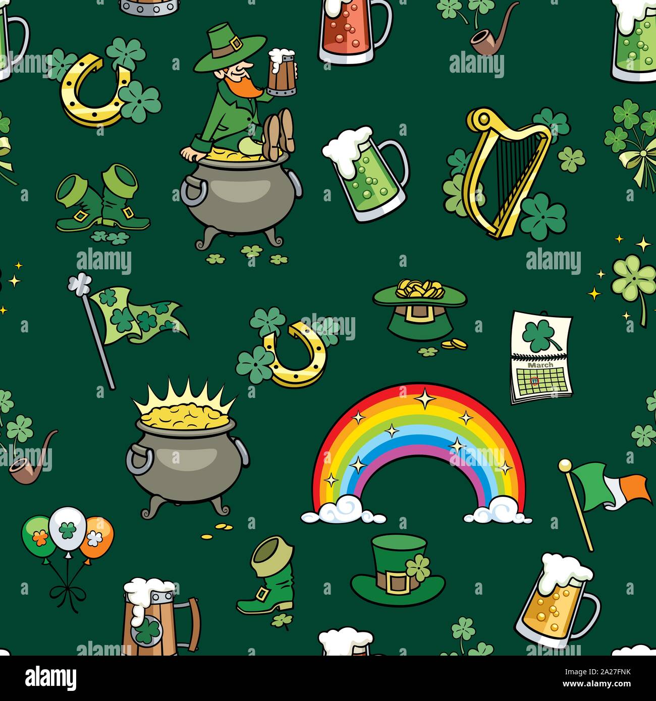 Saint Patricks giorno modello di elementi Illustrazione Vettoriale